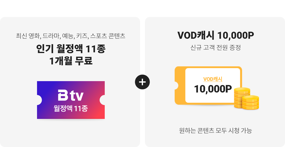 인기월정액 10종 제공